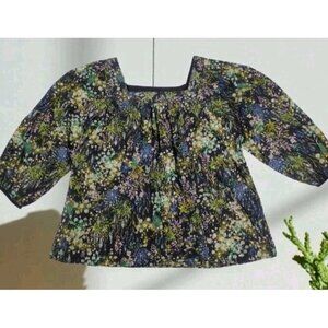 Lauren Conrad Layered Floral Peasant Top Size L Metallic Fairy Boho Whimsigoth